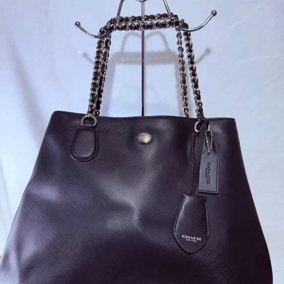 Coach Black Tote with Chain Straps - Picture 10 of 10